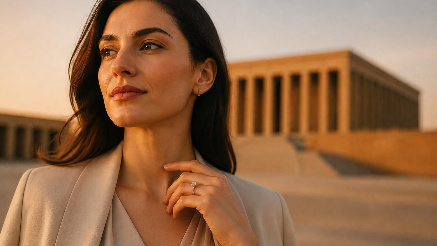 Best engagement rings in Ankara, Turkey — Satéur Destinée Ring with Anıtkabir backdrop