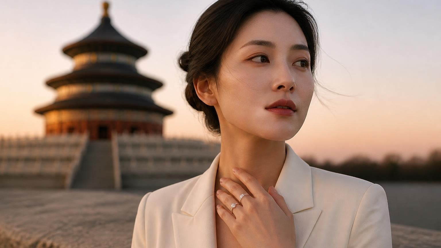 Best engagement rings in Beijing — Satéur Destinée Ring™ at the Temple of Heaven