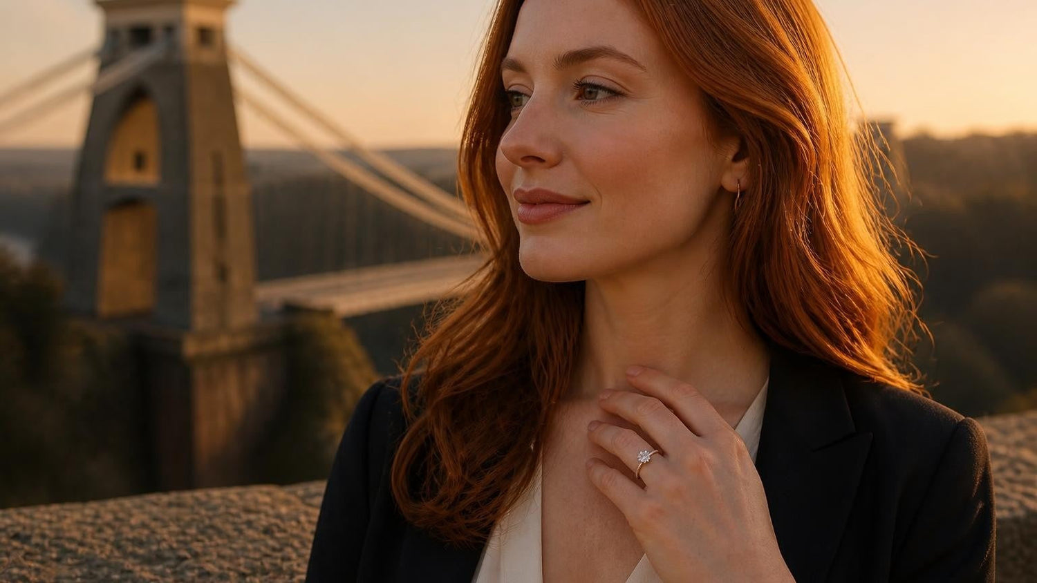 Best engagement rings in Bristol — Satéur Destinée Ring at Clifton Suspension Bridge