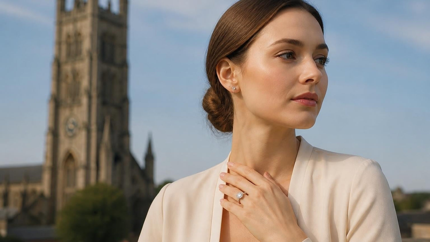 Best engagement rings in Derby — Satéur Destinée Ring with Derby Cathedral