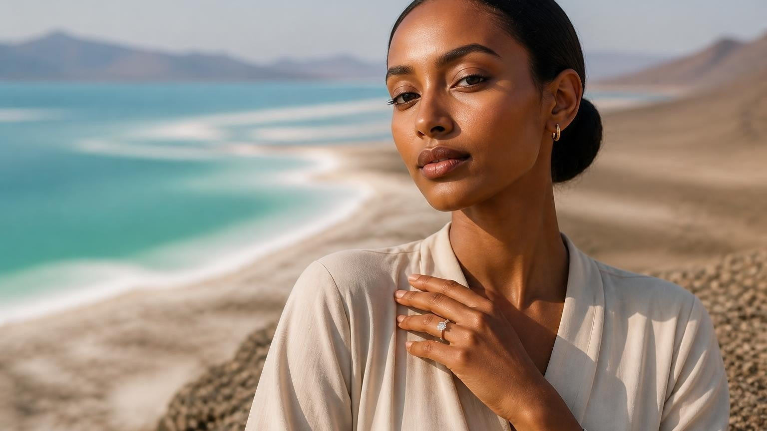 Best engagement rings in Djibouti — Satéur Destinée Ring with Lake Assal salt flats