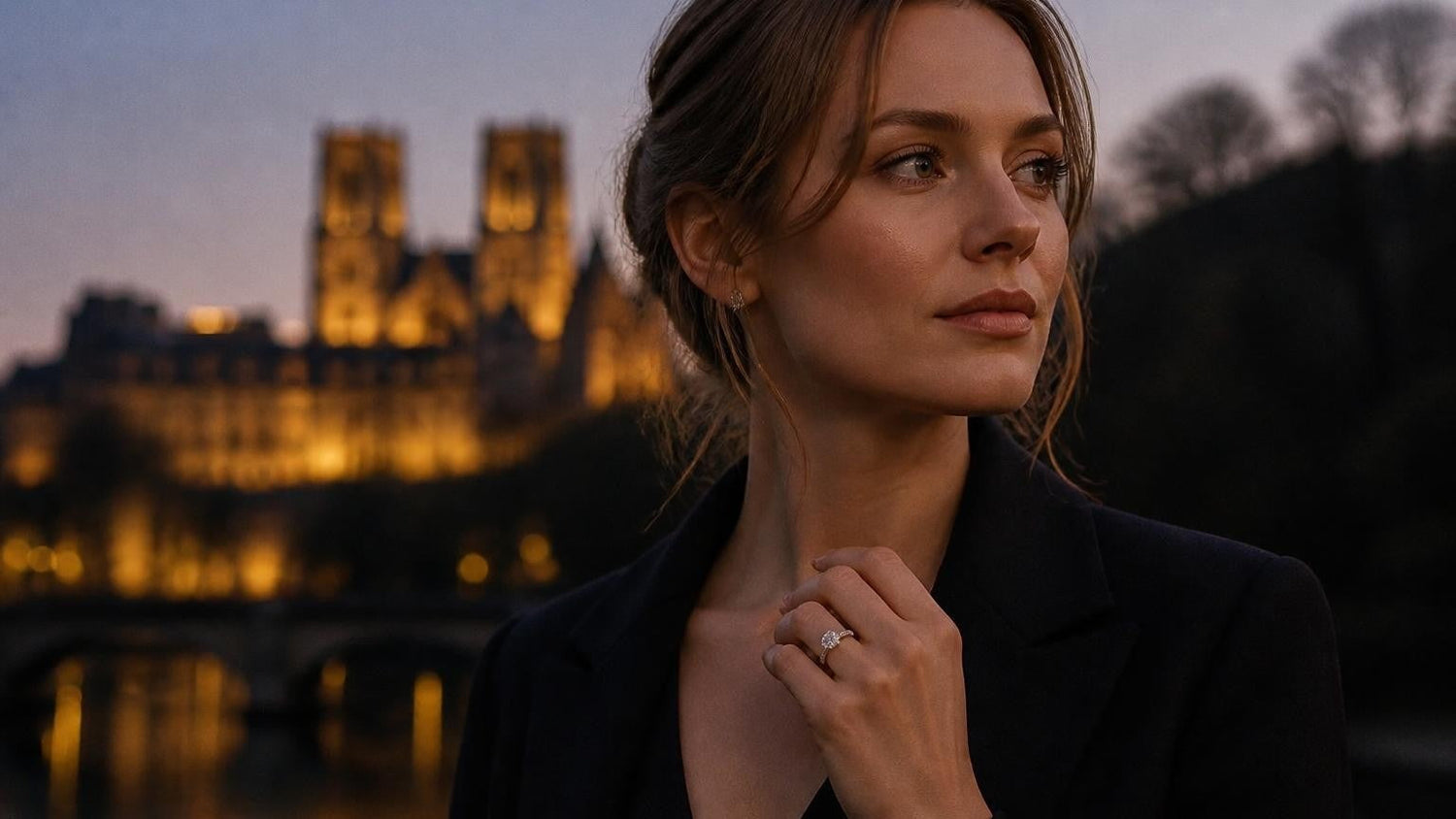 Best engagement rings in Durham, England — Satéur Destinée Ring with Durham Cathedral