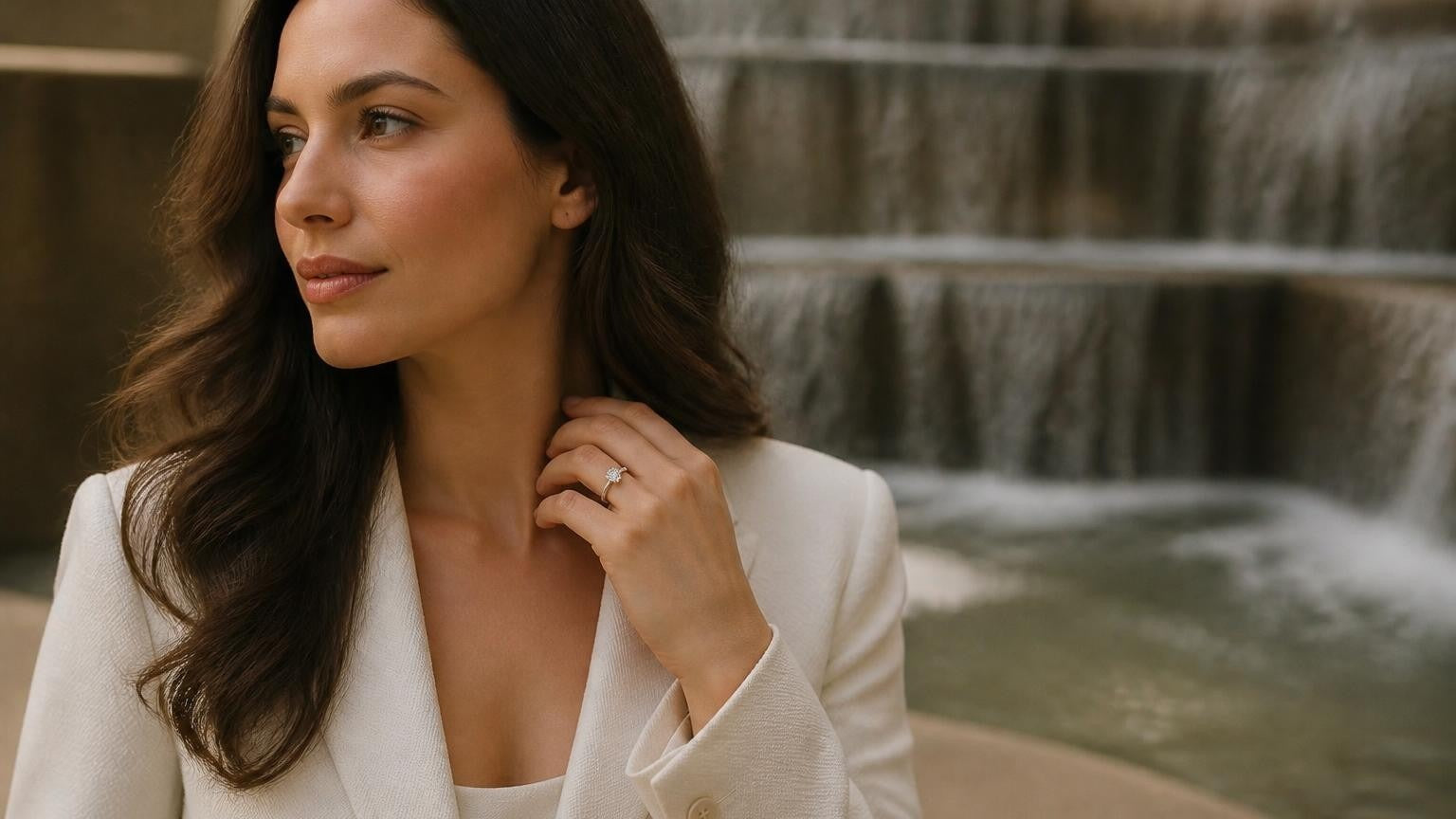Best engagement rings in Fort Worth — Satéur Destinée Ring™ at the Fort Worth Water Gardens