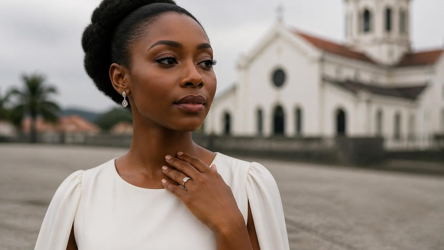 Best engagement rings in Gabon — Gabonese woman with Satéur Destinée Ring, Christ Church Cathedral Libreville