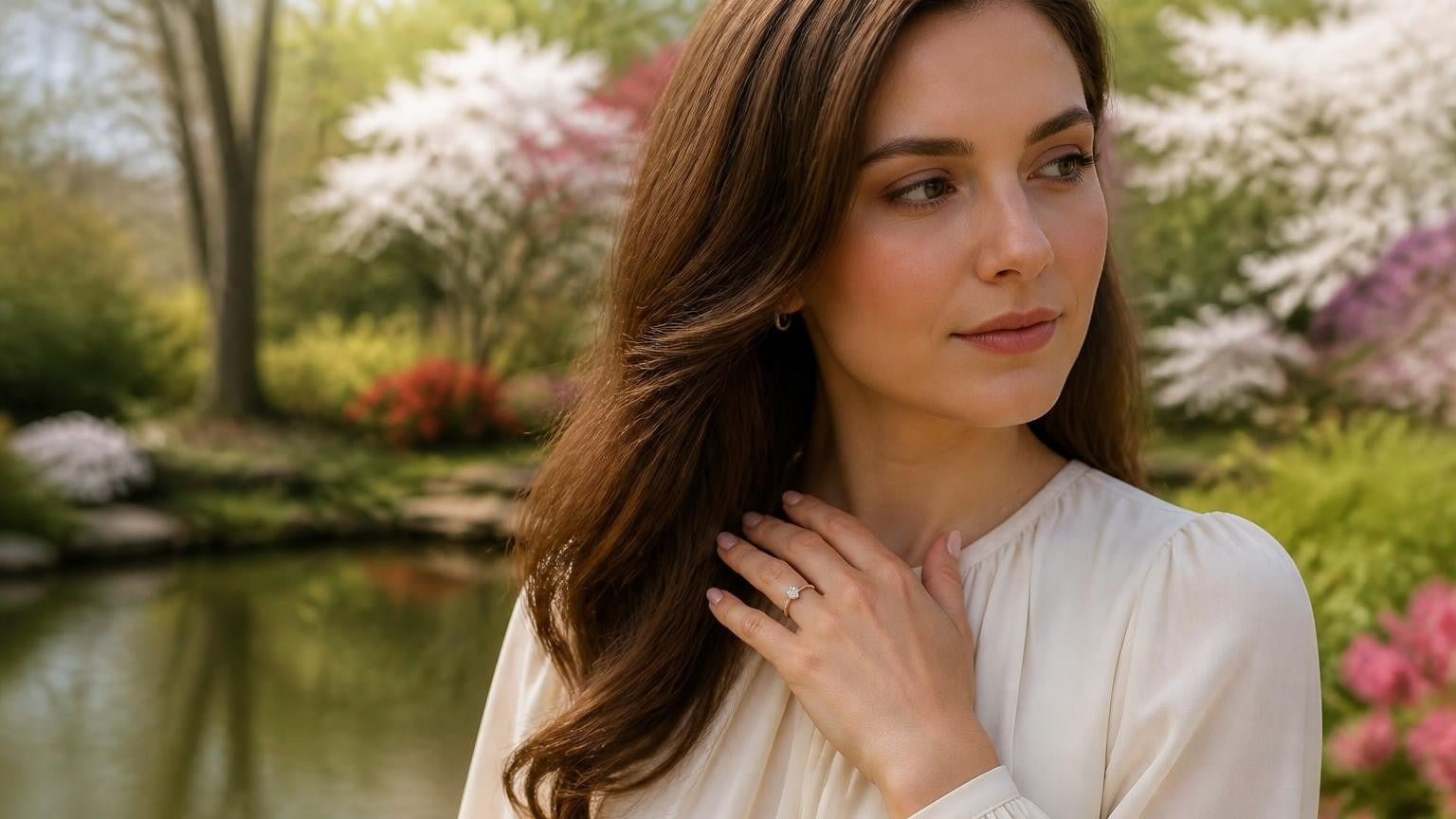 Best engagement rings in Greensboro NC — Satéur Destinée Ring at the Greensboro Arboretum
