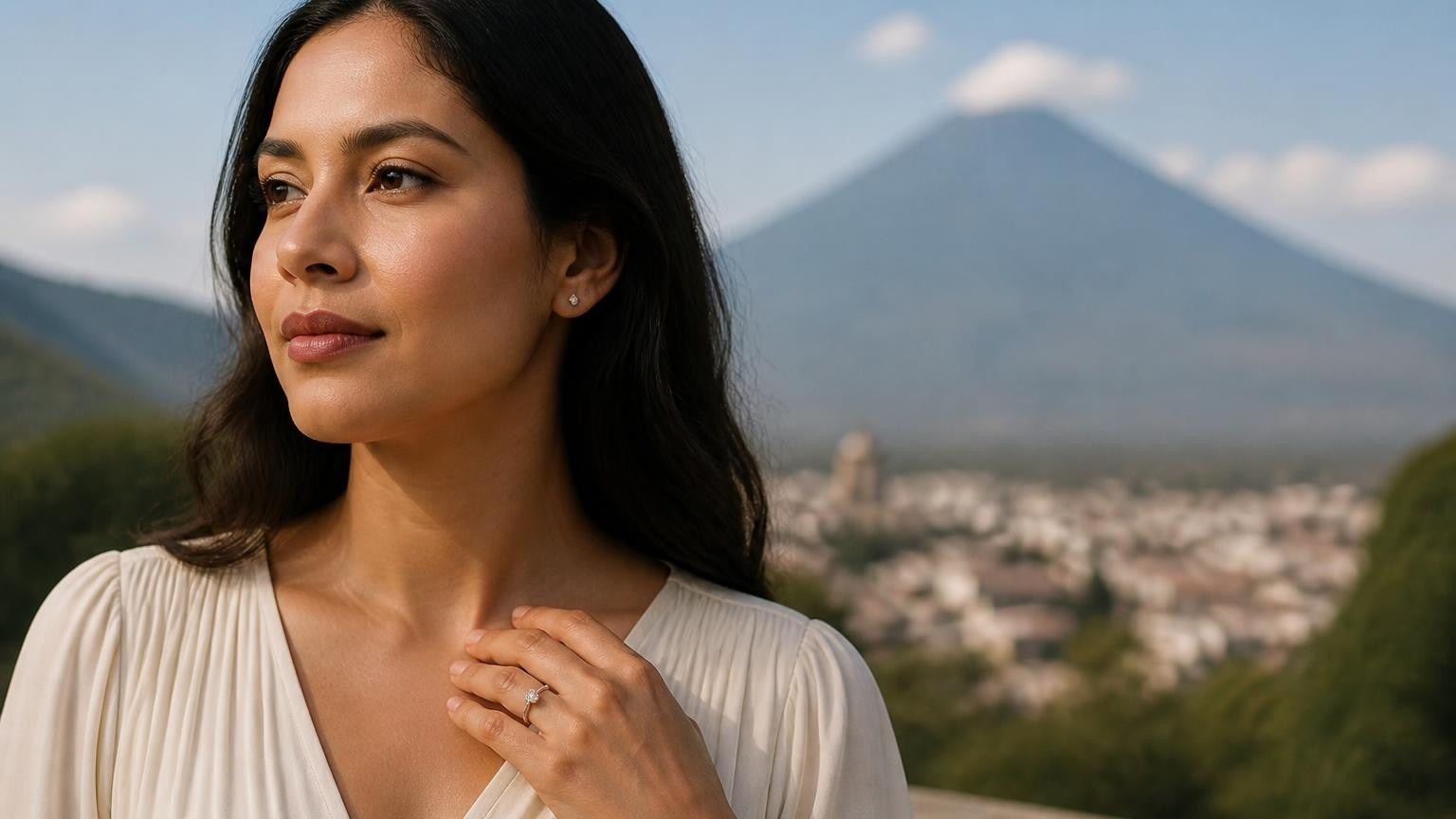 Best engagement rings in Guatemala City — Satéur Destinée Ring with Volcán de Agua