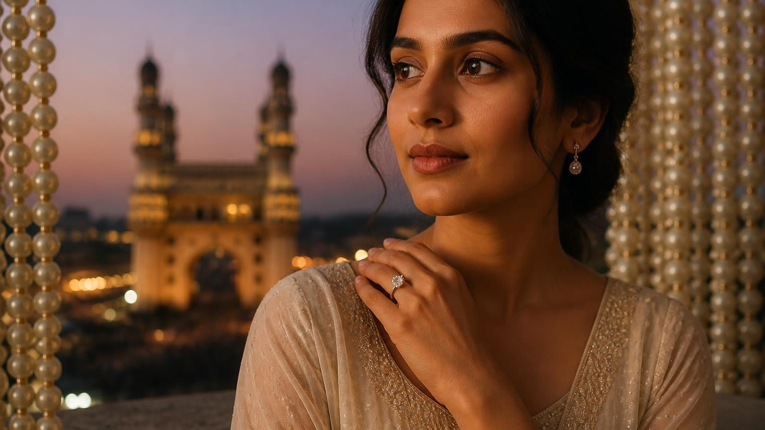 Best engagement rings in Hyderabad — Satéur Destinée Ring at Charminar
