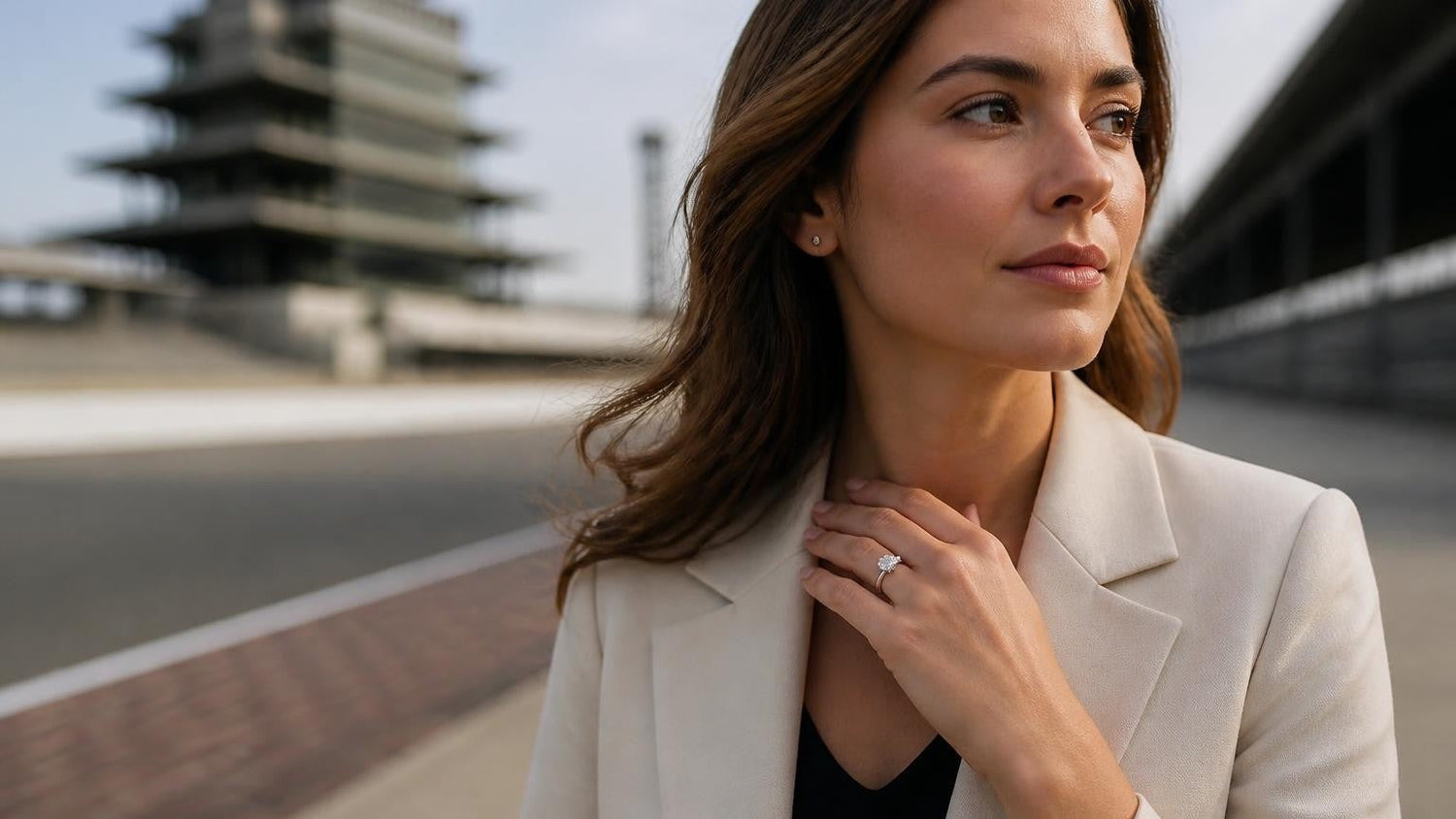 best engagement rings in Indianapolis — Satéur Destinée Ring at the Indianapolis Motor Speedway