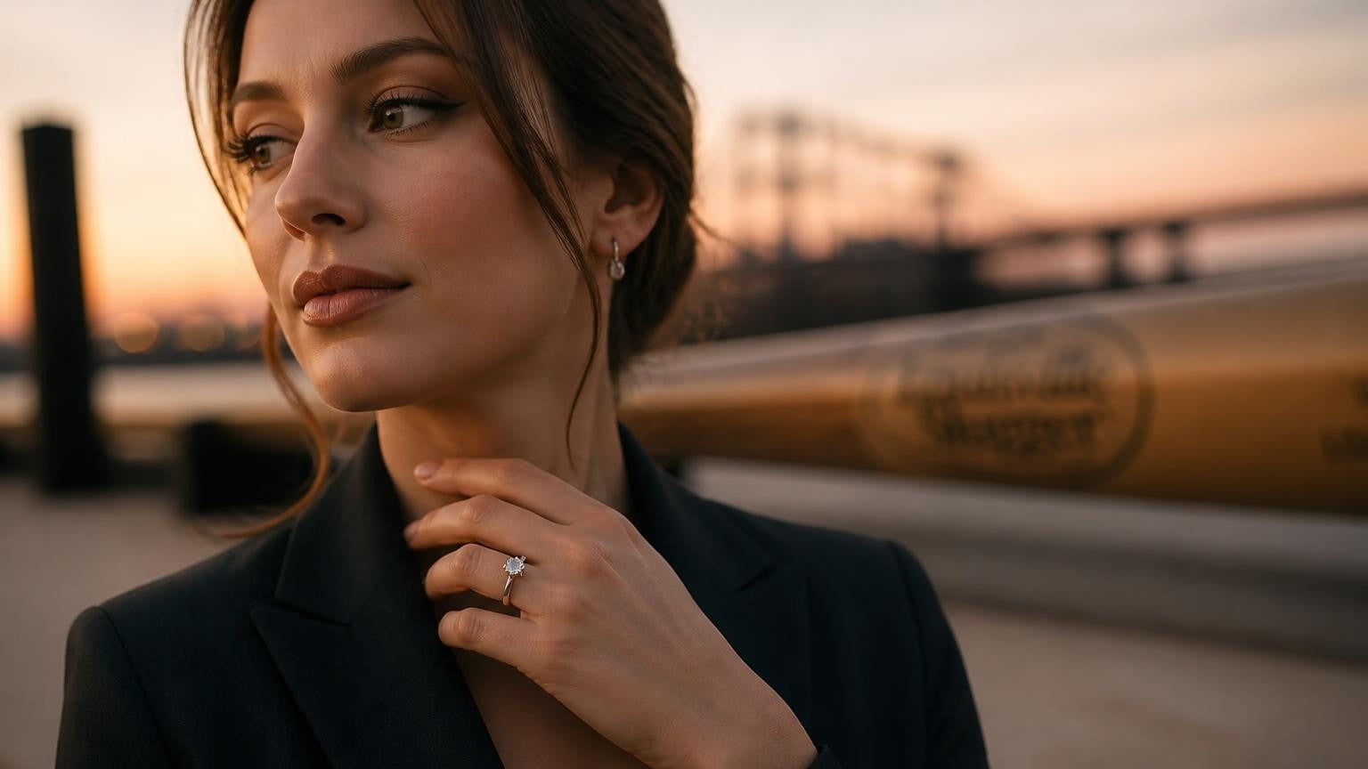 Best engagement rings in Louisville — Satéur Destinée Ring with Louisville Slugger Museum