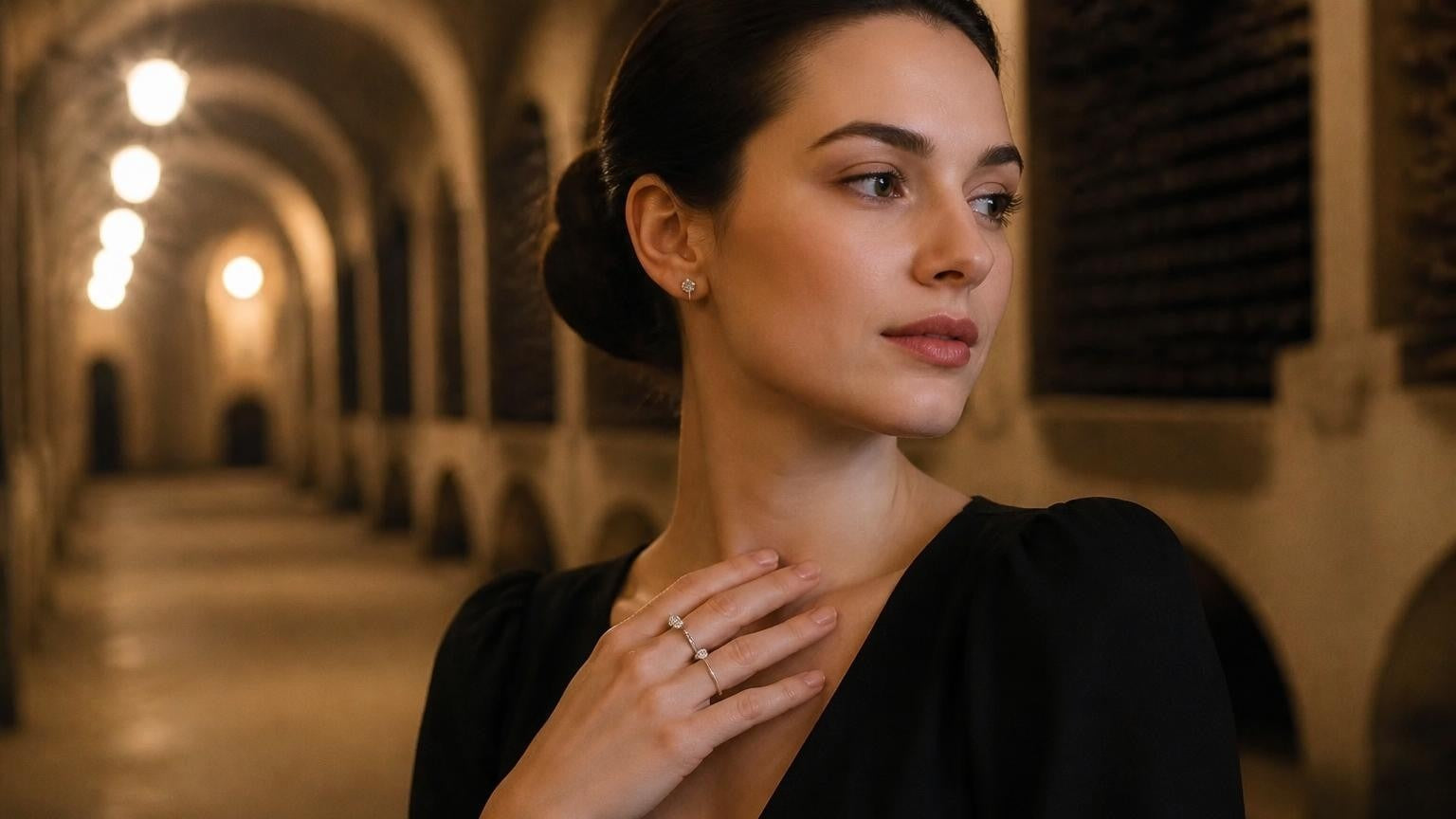 Best engagement rings in Moldova — Satéur Destinée Ring in the Mileștii Mici wine cellar tunnels