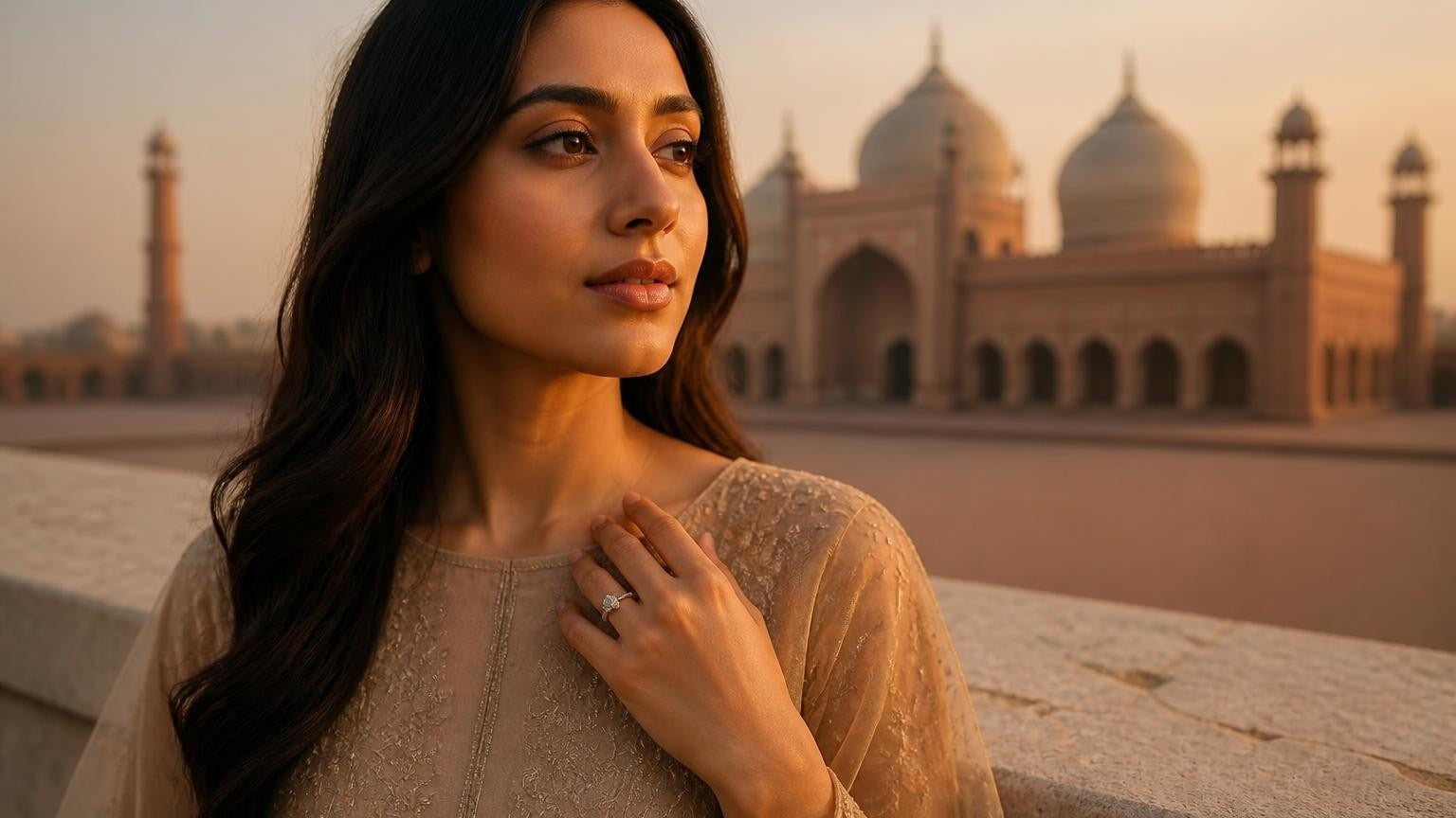 Best engagement rings in Pakistan — Satéur Destinée Ring at Badshahi Mosque Lahore