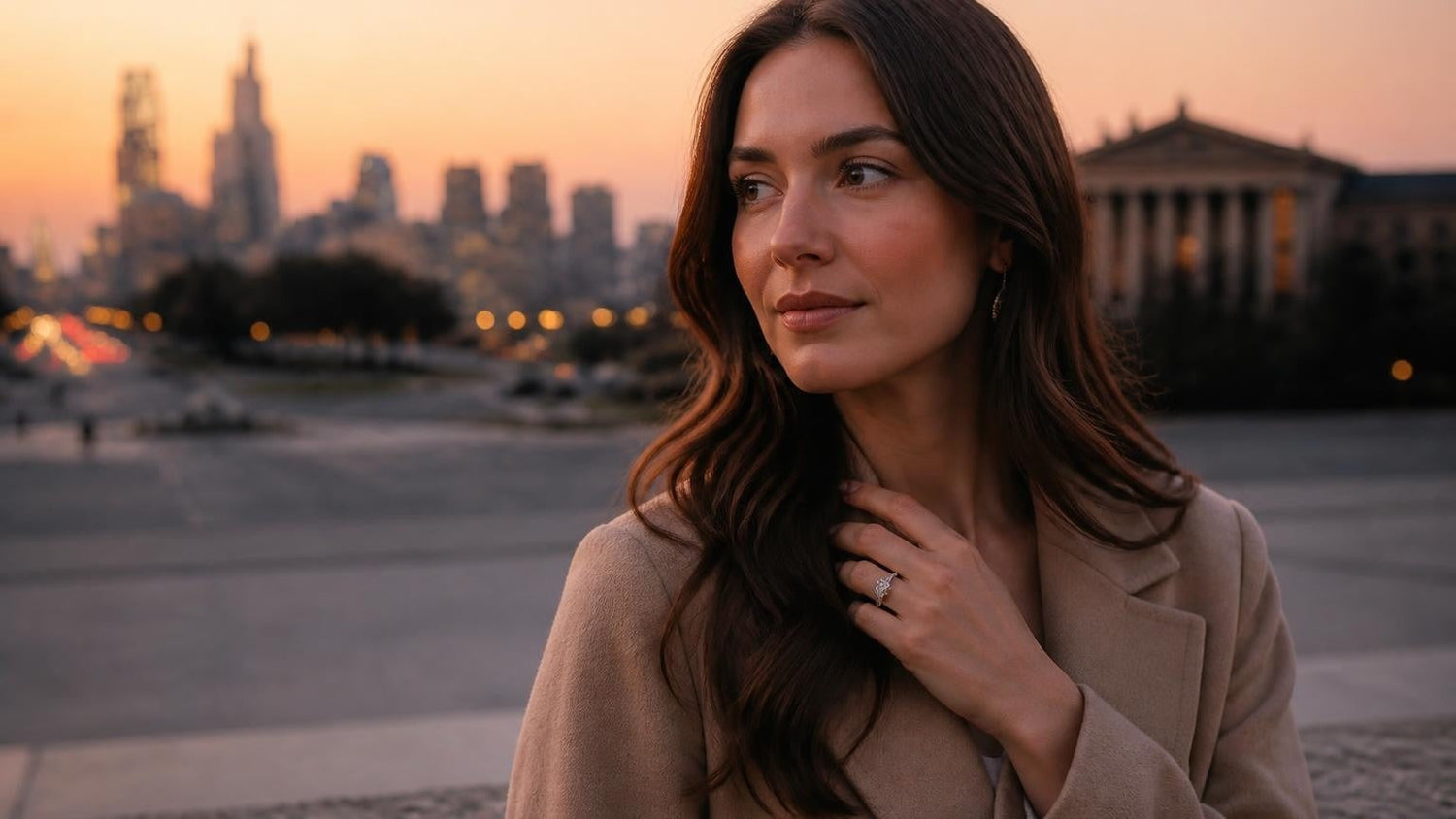 Best engagement rings in Philadelphia — Satéur Destinée Ring at the Philadelphia Museum of Art steps