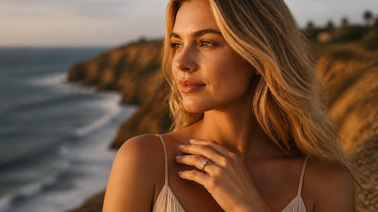 Best engagement rings in San Diego — Satéur Destinée Ring at Sunset Cliffs