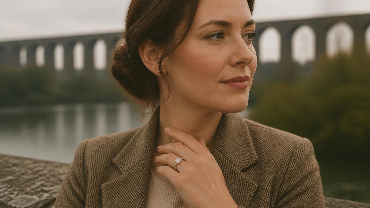 Best engagement rings in Stockport — Satéur Destinée Ring™ with the Stockport Viaduct