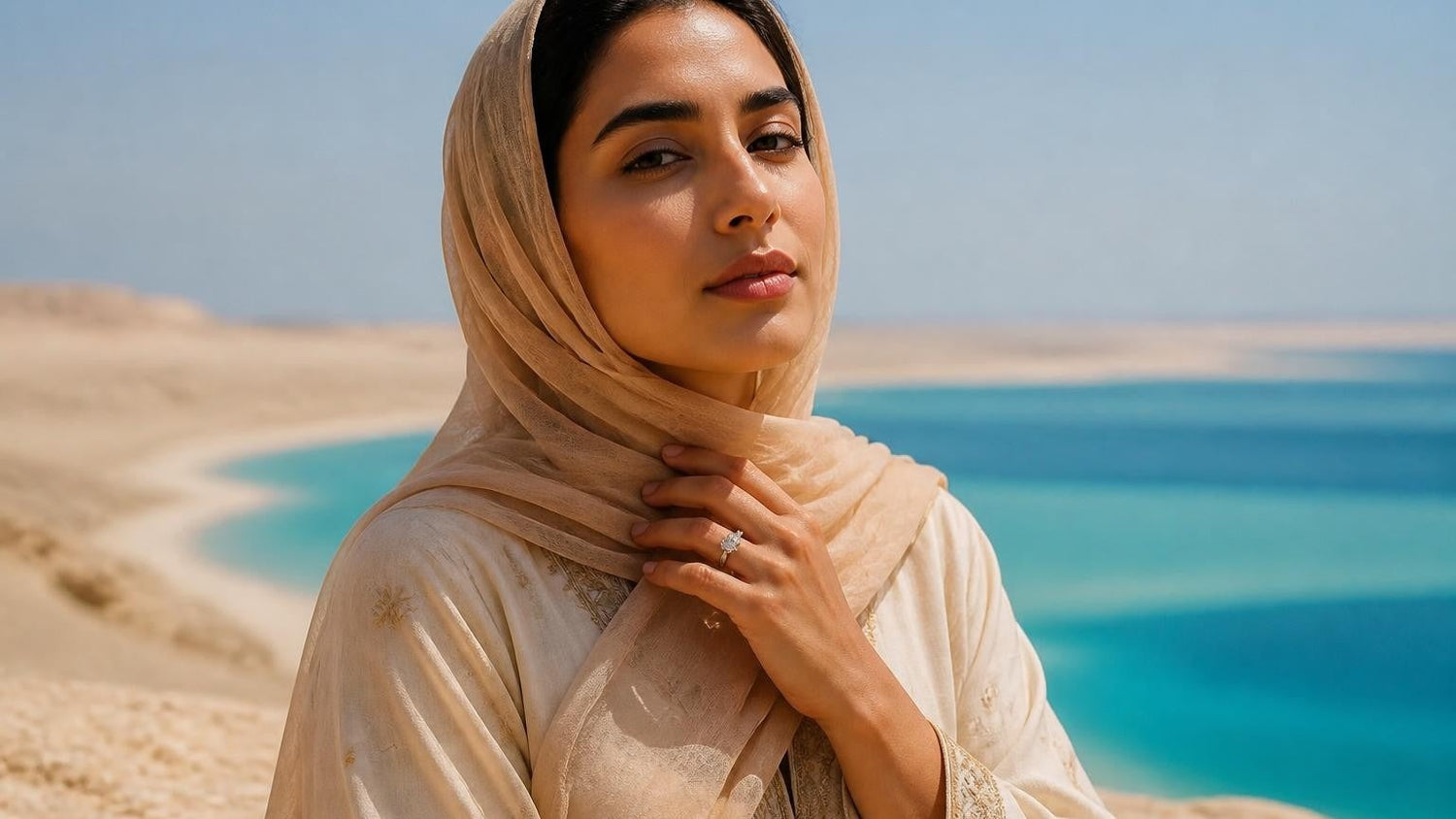 Best engagement rings in Western Sahara — Satéur Destinée Ring on the Atlantic coast at Dakhla