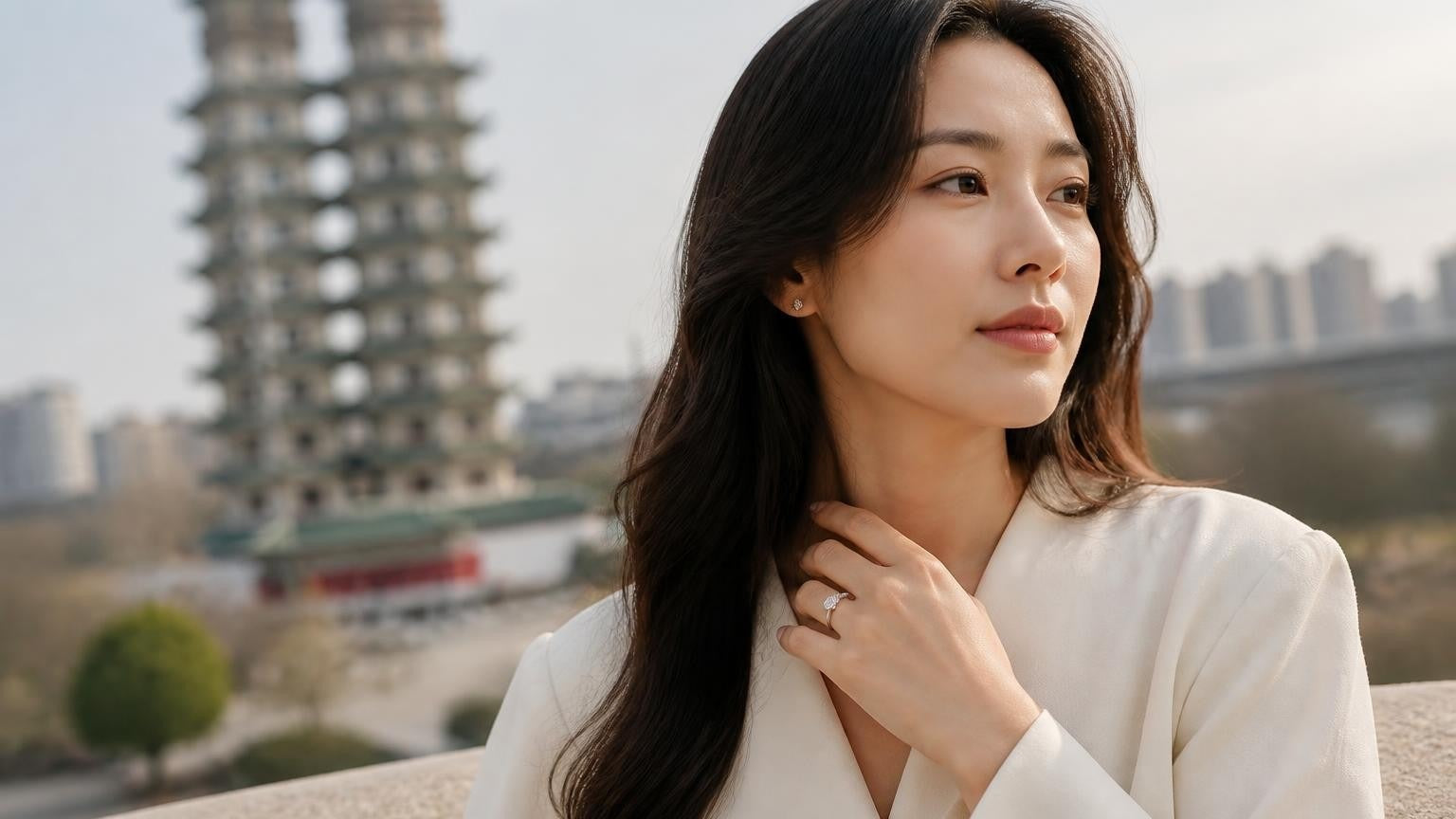 Best engagement rings in Zhengzhou — Satéur Destinée Ring with Erqi Tower, China