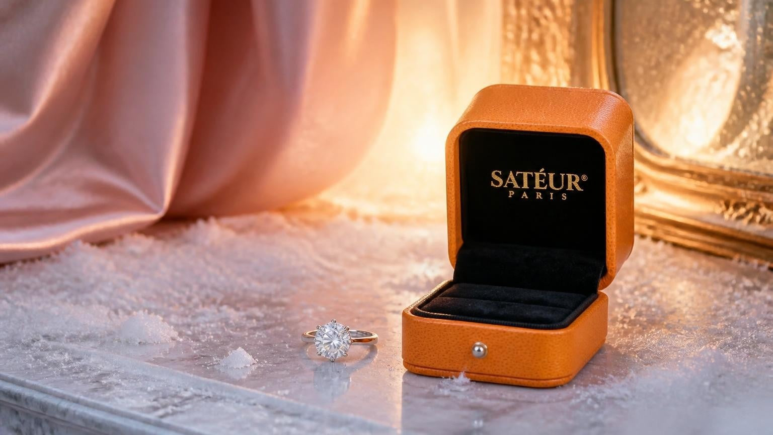 First snow ring in Satéur Gems® with open Satéur box