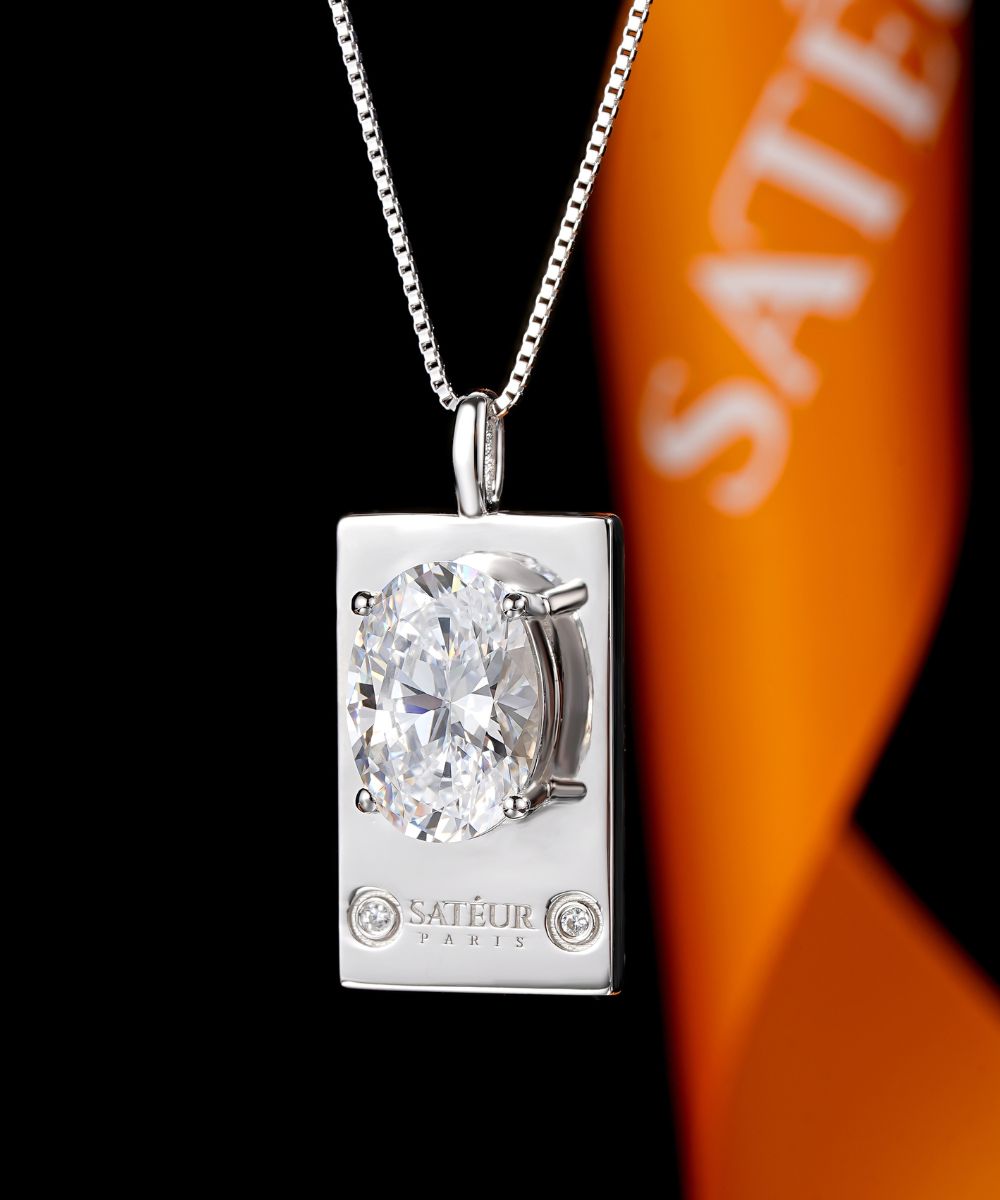 Satéur Parisian Treasure® Ovale Diamond Necklace, 18K White Gold