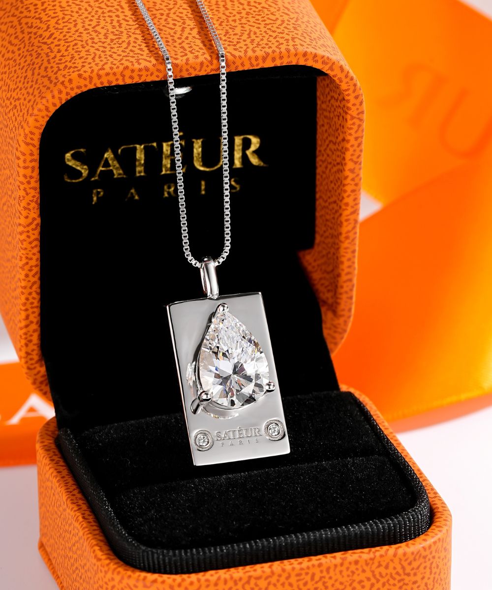 Satéur Parisian Treasure® Poire Diamond Necklace, 18K White Gold