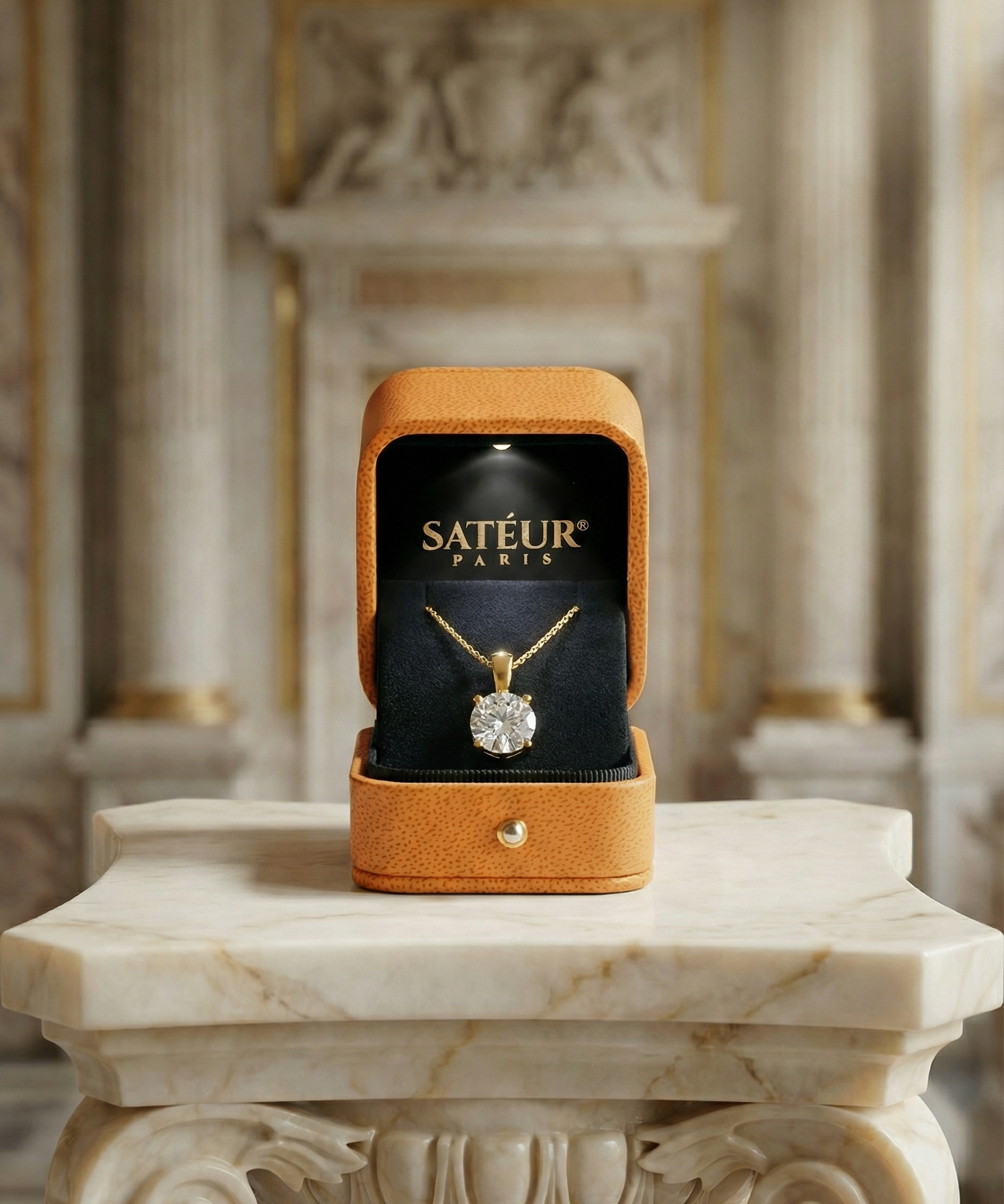 Satéur Aurous Gold Destinée Diamant-Halskette™, 18K Gold, Rundschliff