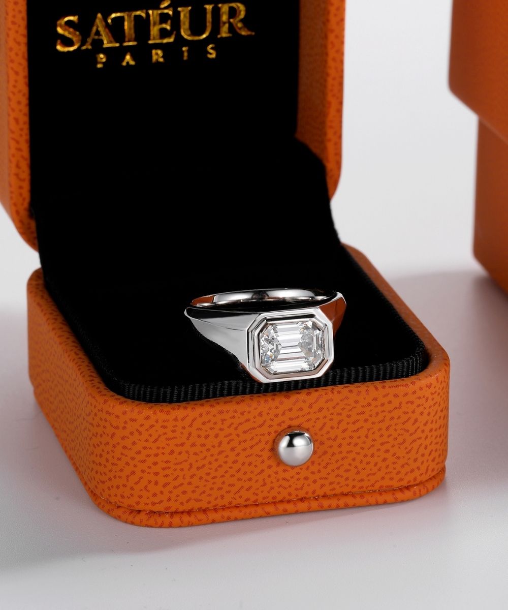Satéur Homme Silver L' Esprit Diamond Ring™, 18K White Gold