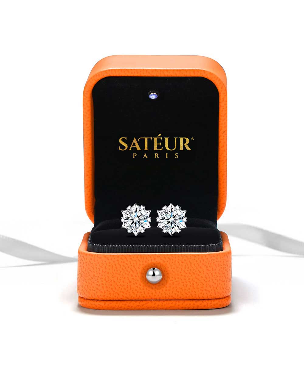 Satéur Étoiles Diamond Earrings™, 18K White Gold