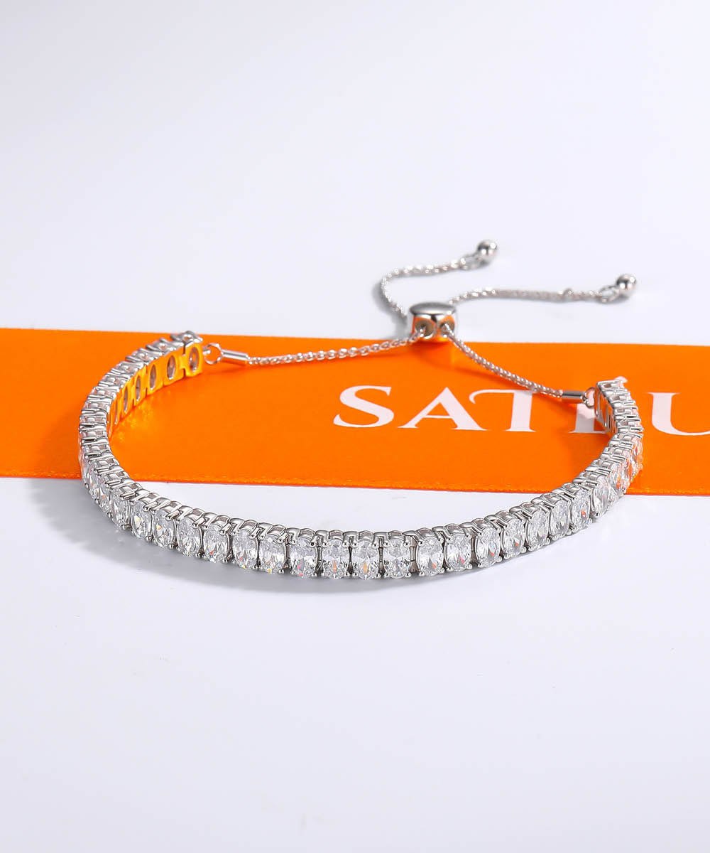 Satéur L'ovale Diamond Bracelet™, 18K White Gold