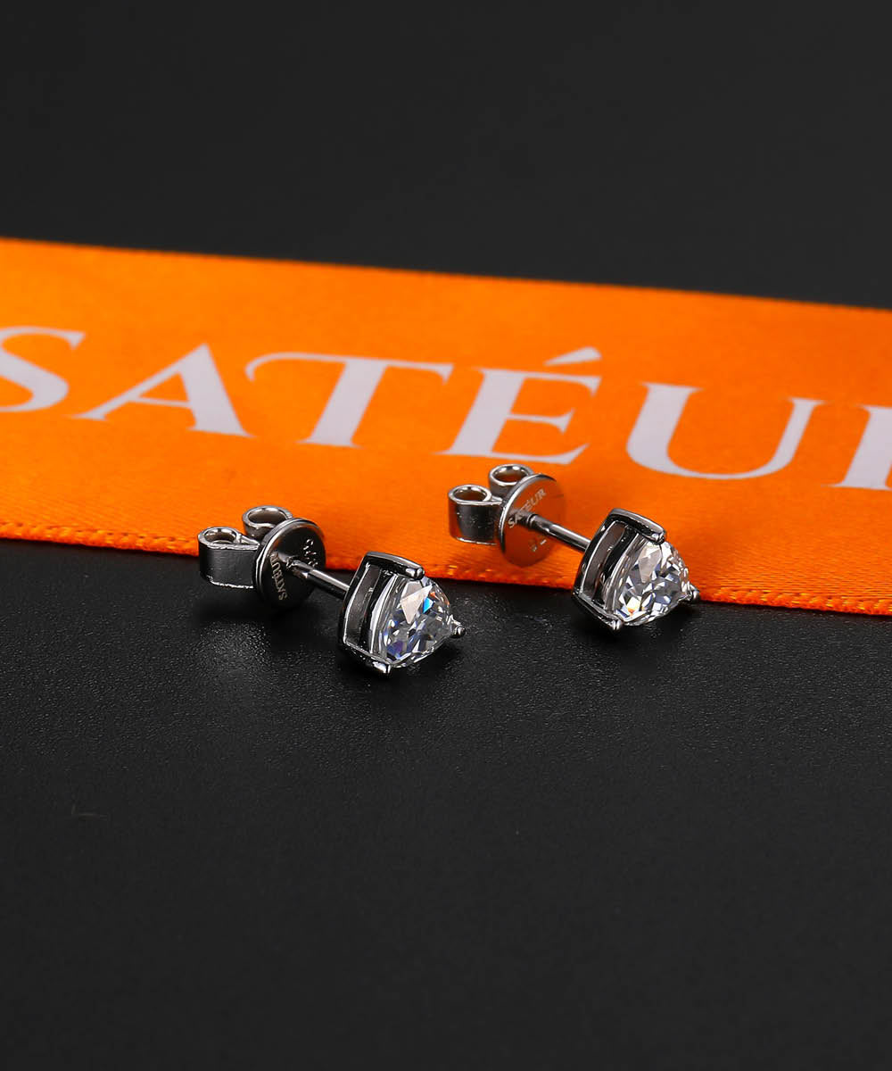 Satéur Pyramide Diamond Earrings™, 18K White Gold