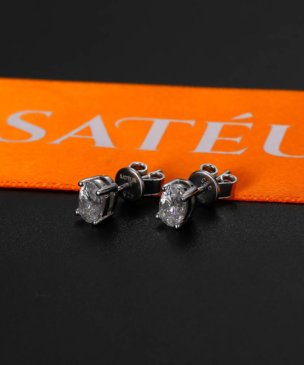 Satéur L'ovale Diamond Earrings™, 18K White Gold