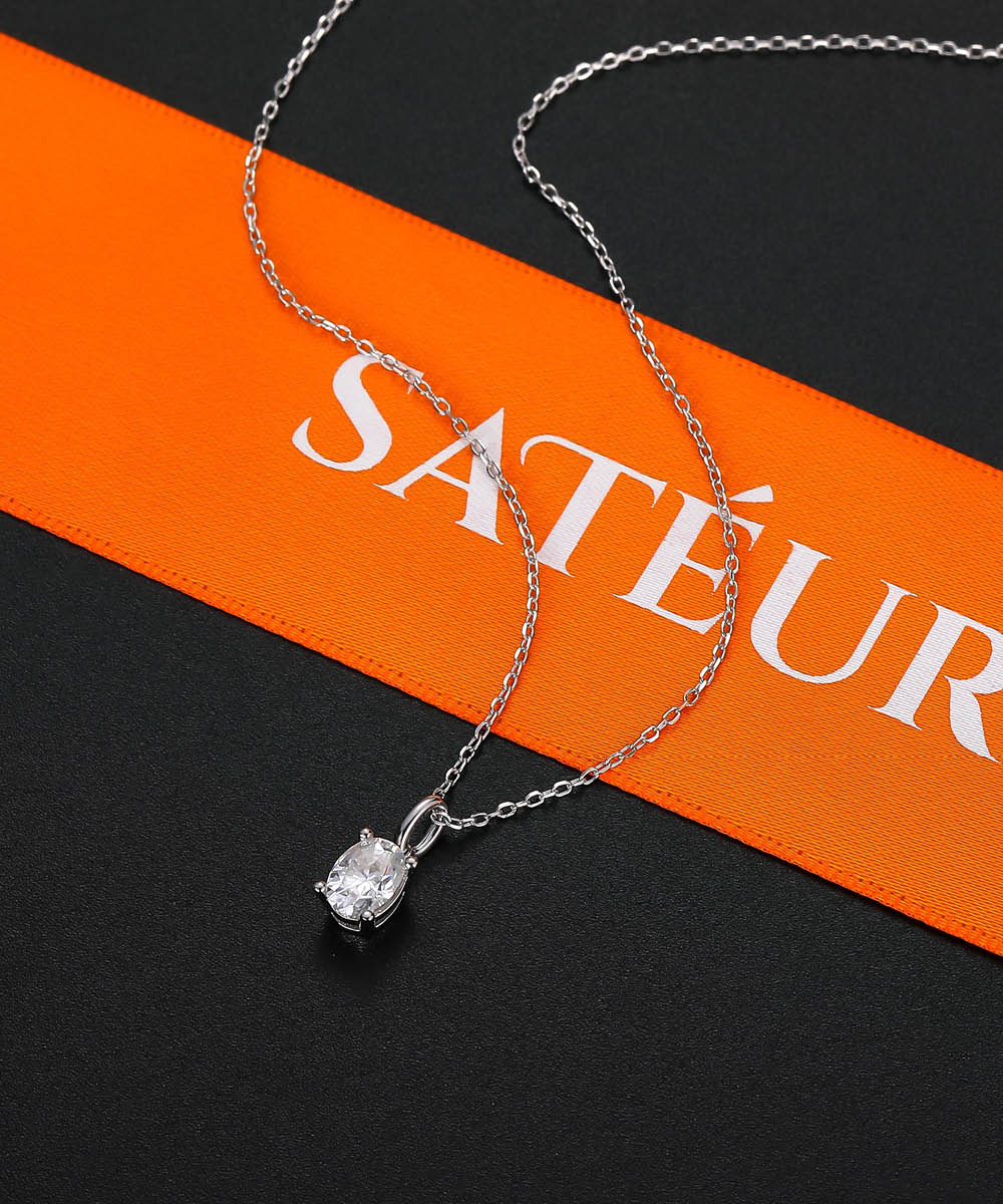 Satéur L'ovale Diamond Necklace™, 18K White Gold