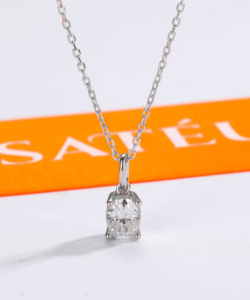 Satéur L'ovale Diamond Necklace™, 18K White Gold