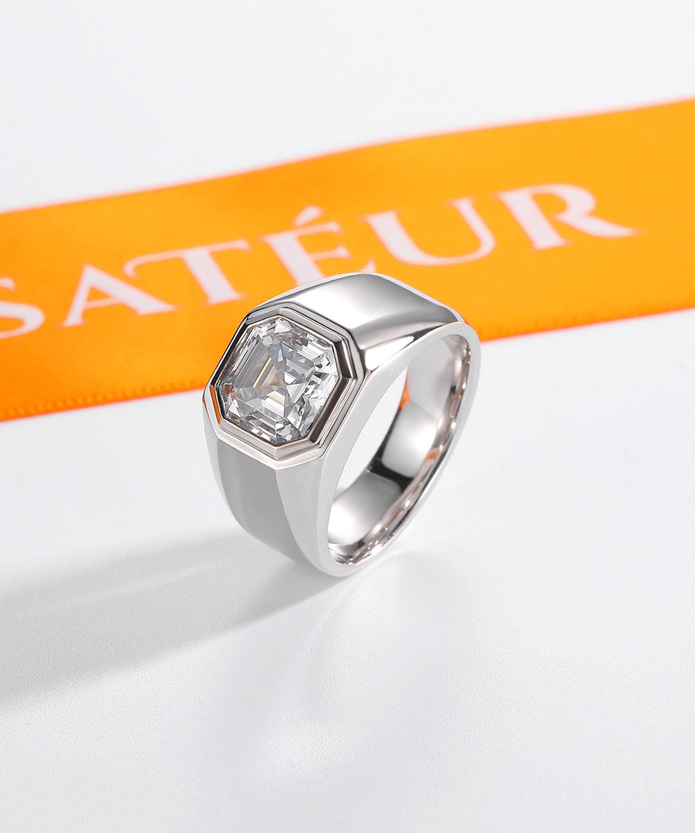Satéur Homme Silver Latérale Diamond Ring™, 18K White Gold