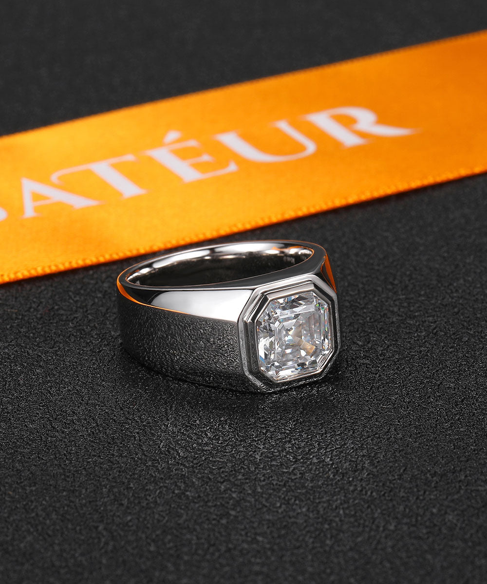 Satéur Homme Silver Latérale Diamond Ring™, 18K White Gold