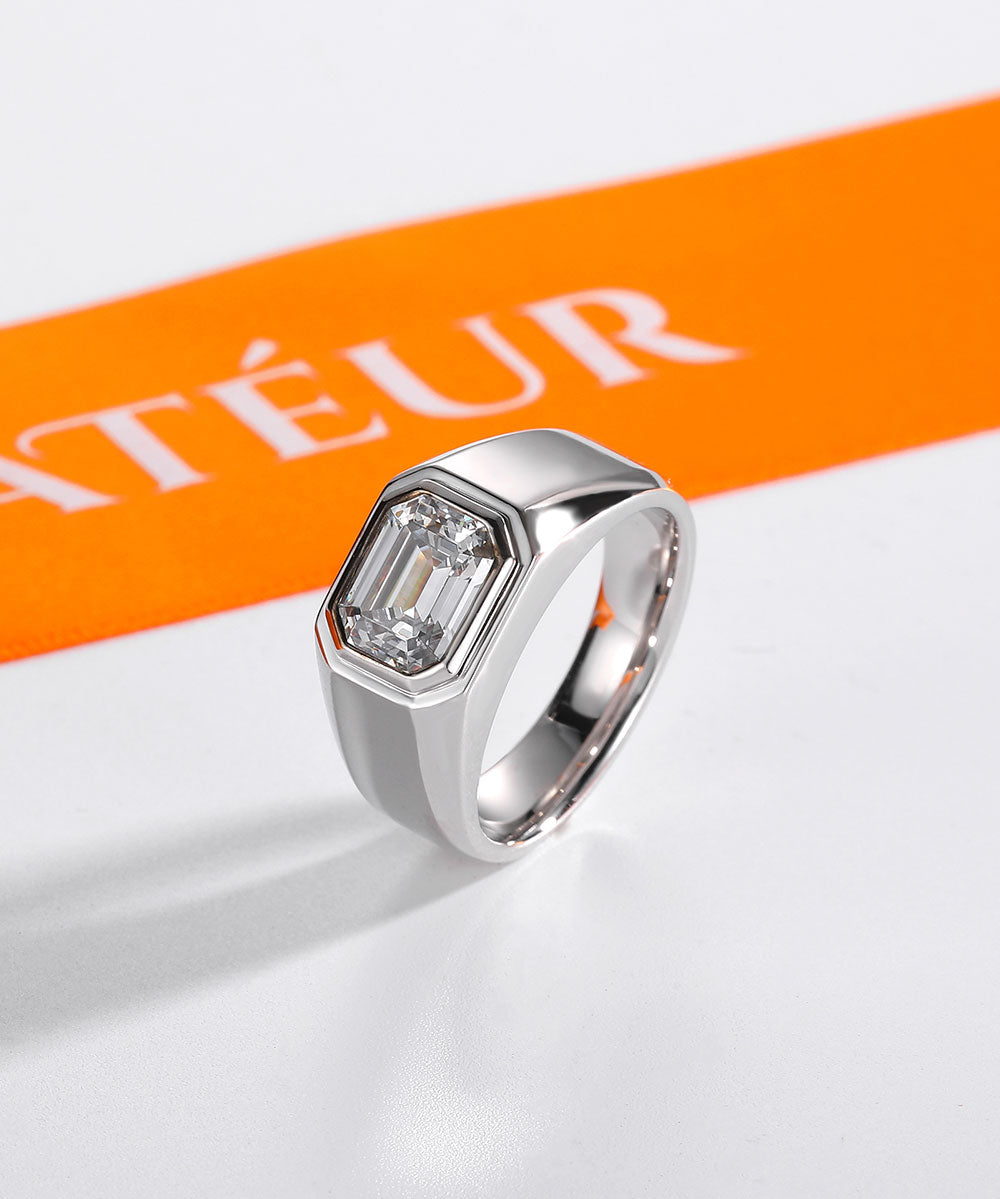 Satéur Homme Silver L' Esprit Diamond Ring™, 18K White Gold