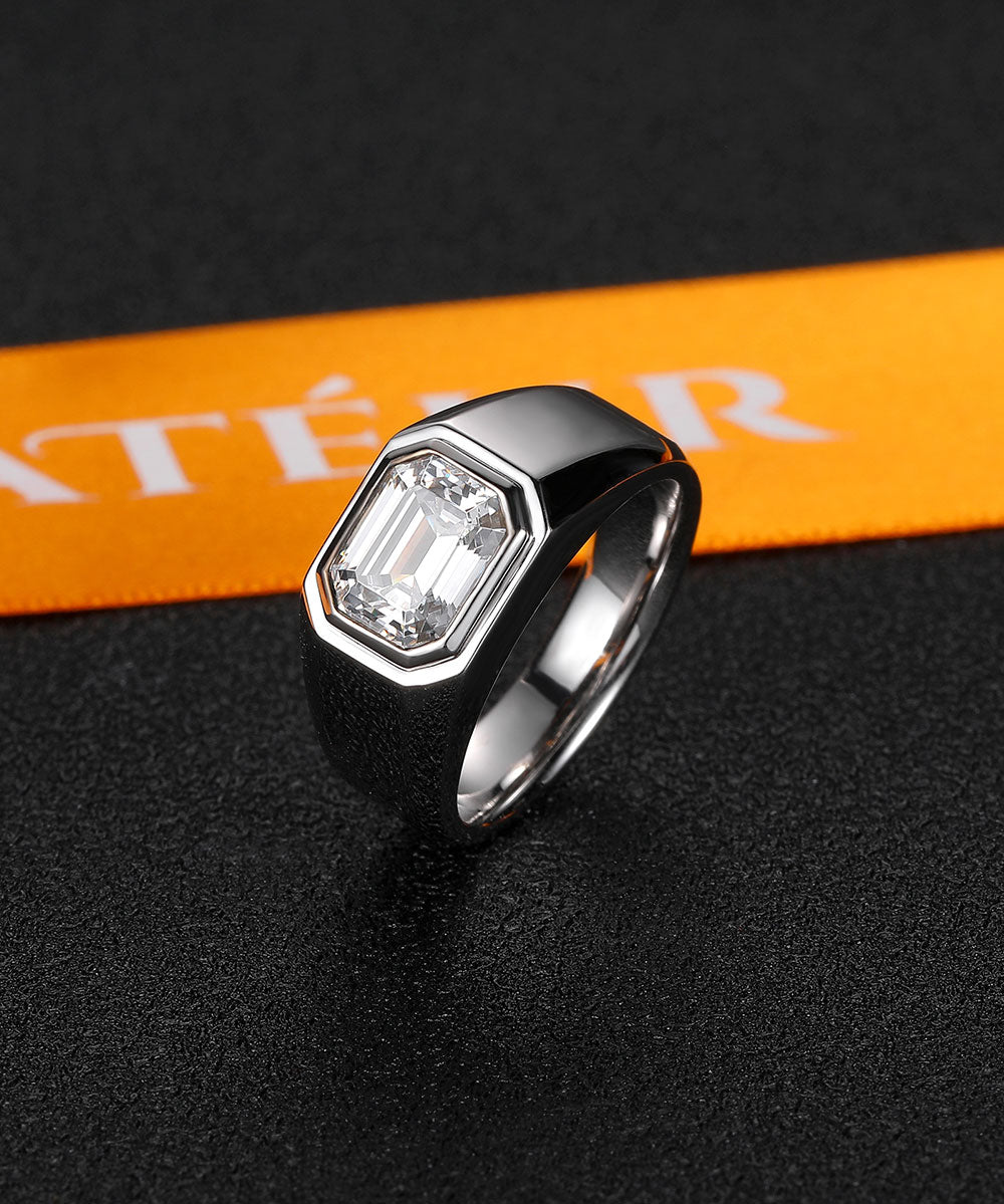 Satéur Homme Silver L' Esprit Diamond Ring™, 18K White Gold
