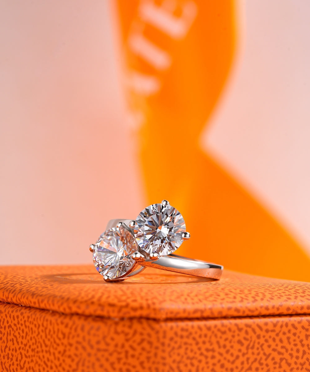 Satéur Duo Innovante Diamond Ring, 18K White Gold