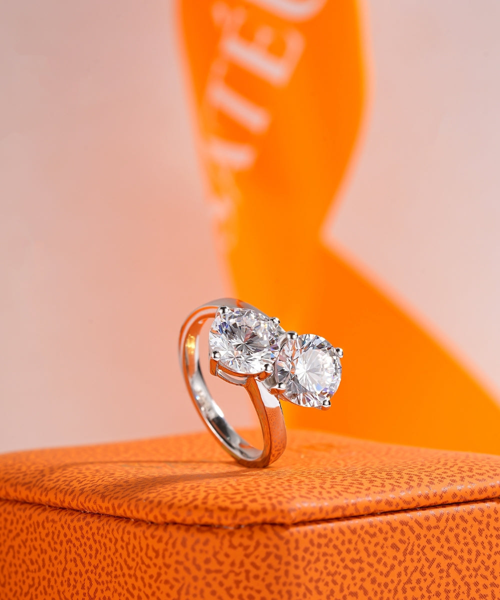 Satéur Duo Innovante Diamond Ring, 18K White Gold