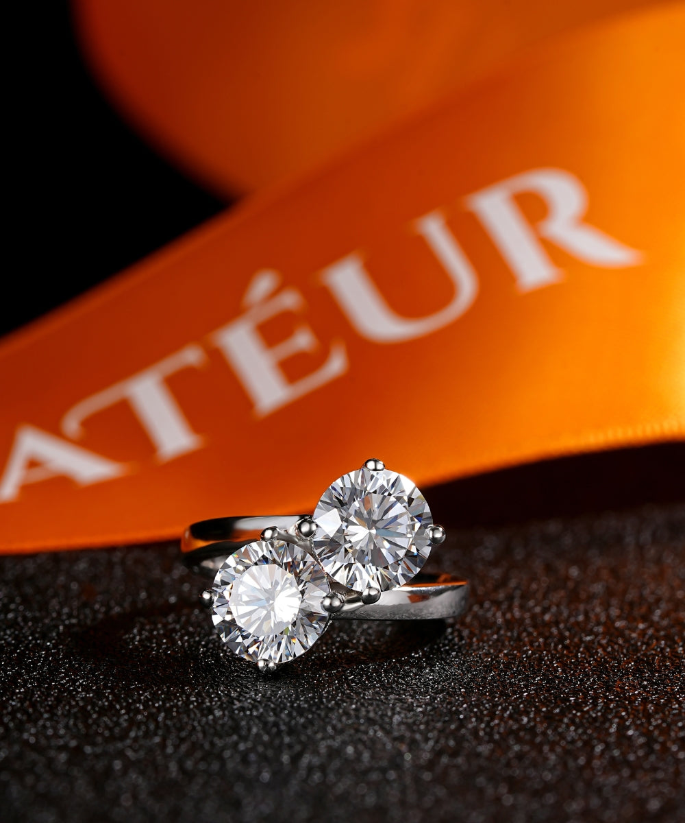 Satéur Duo Innovante Diamond Ring, 18K White Gold