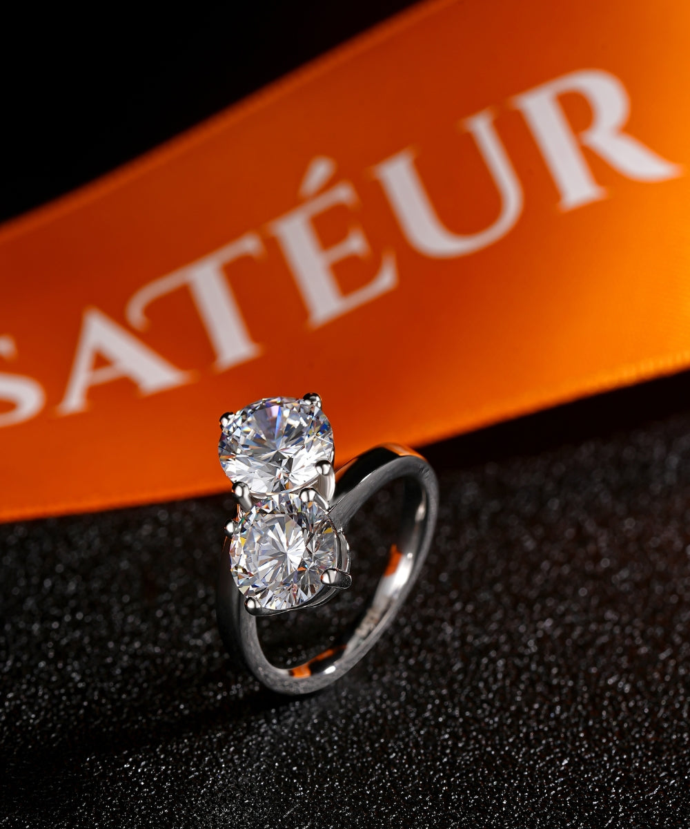 Satéur Duo Innovante Diamond Ring, 18K White Gold