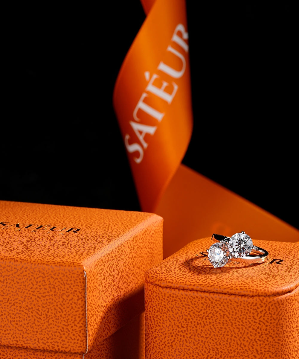 Satéur Duo Innovante Diamond Ring, 18K White Gold