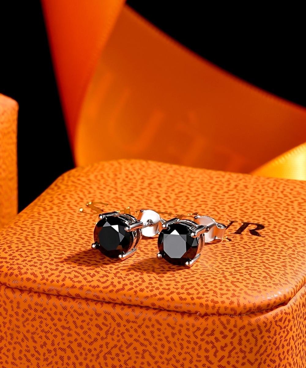 Satéur Black Ébène Diamond Earrings™, 18K White Gold