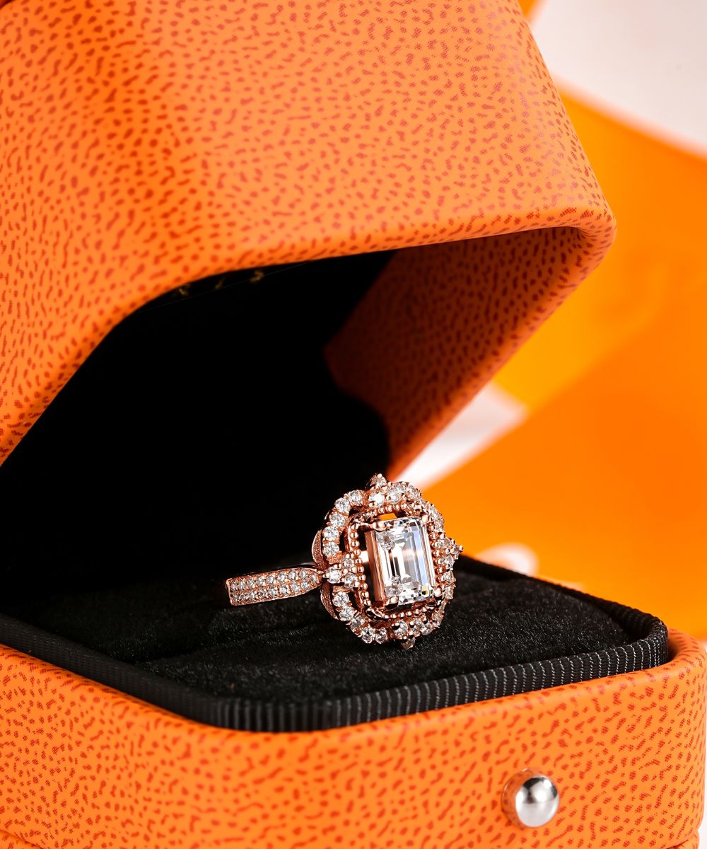 Satéur Rétro Rosé Éclat Diamond Ring™, 18K Rose Gold
