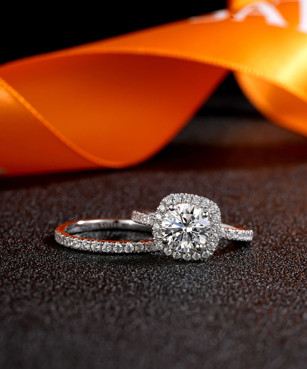 Satéur Lumière Wedding Diamond Ring Set™, 18K White Gold