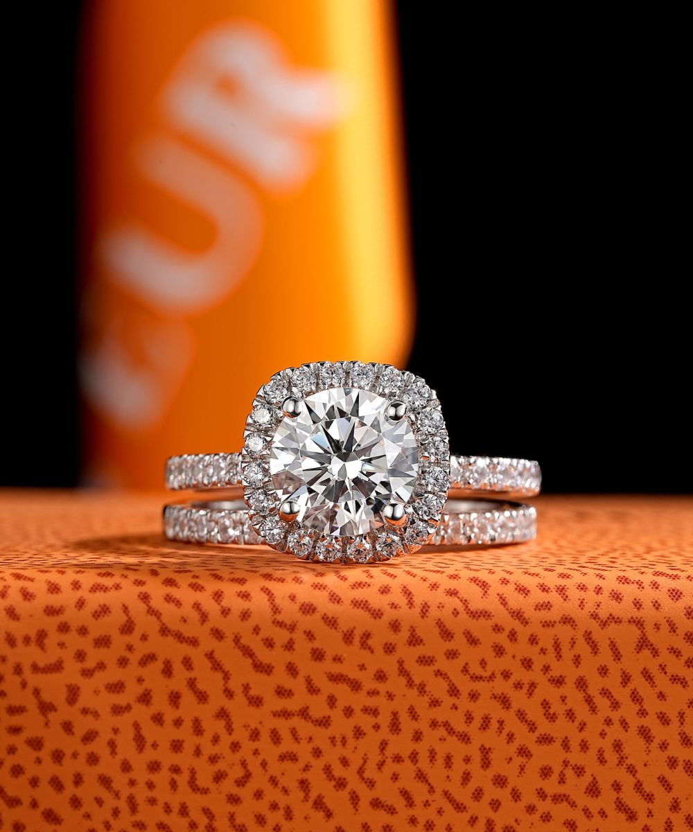 Satéur Lumière Wedding Diamond Ring Set™, 18K White Gold