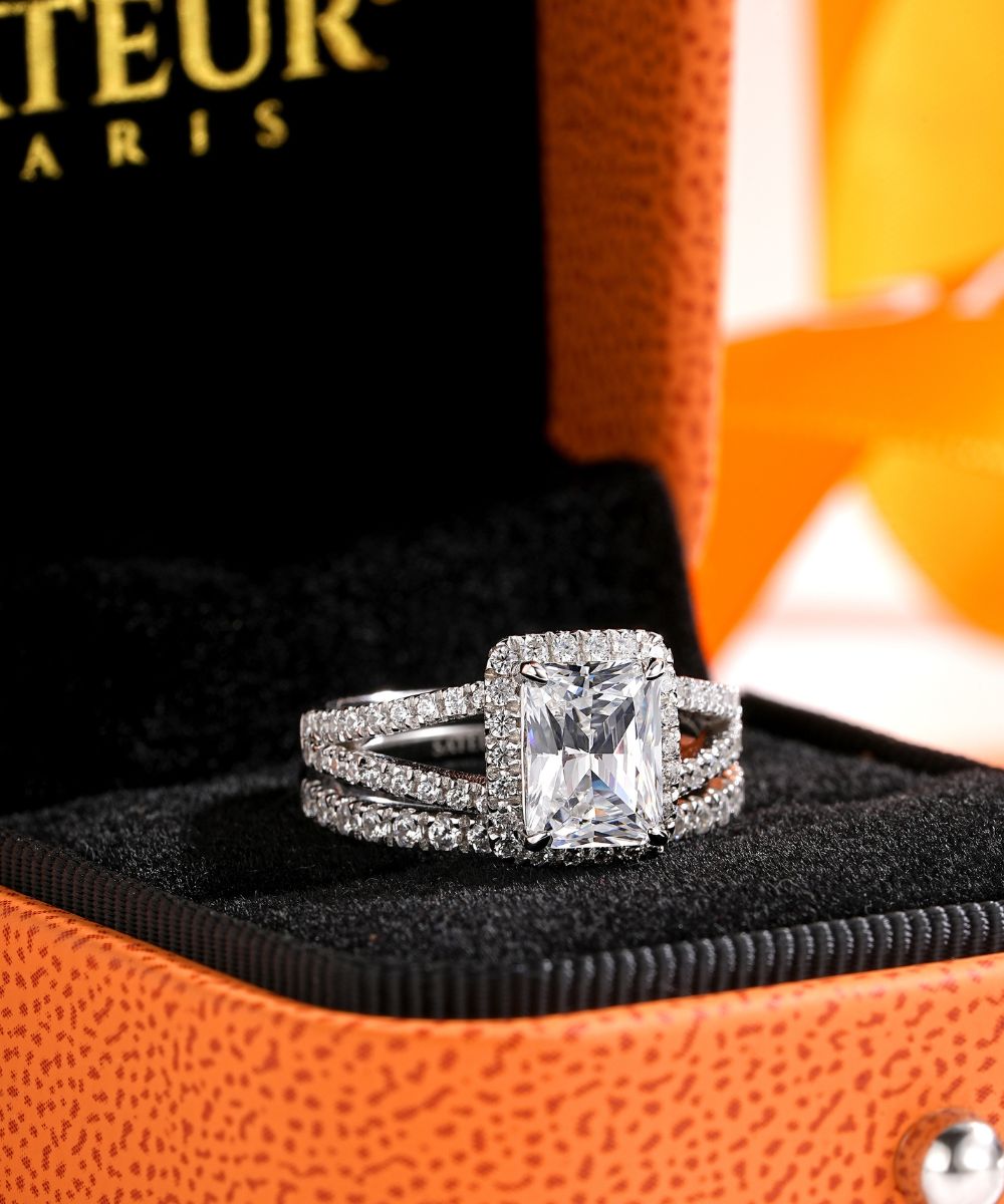 Satéur Radieux Wedding Diamond Ring Set™, 18K White Gold