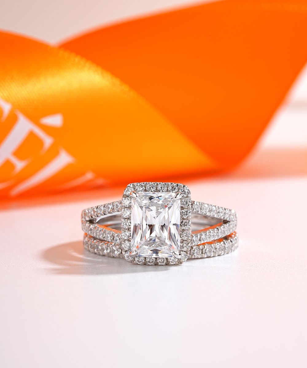 Satéur Radieux Wedding Diamond Ring Set™, 18K White Gold