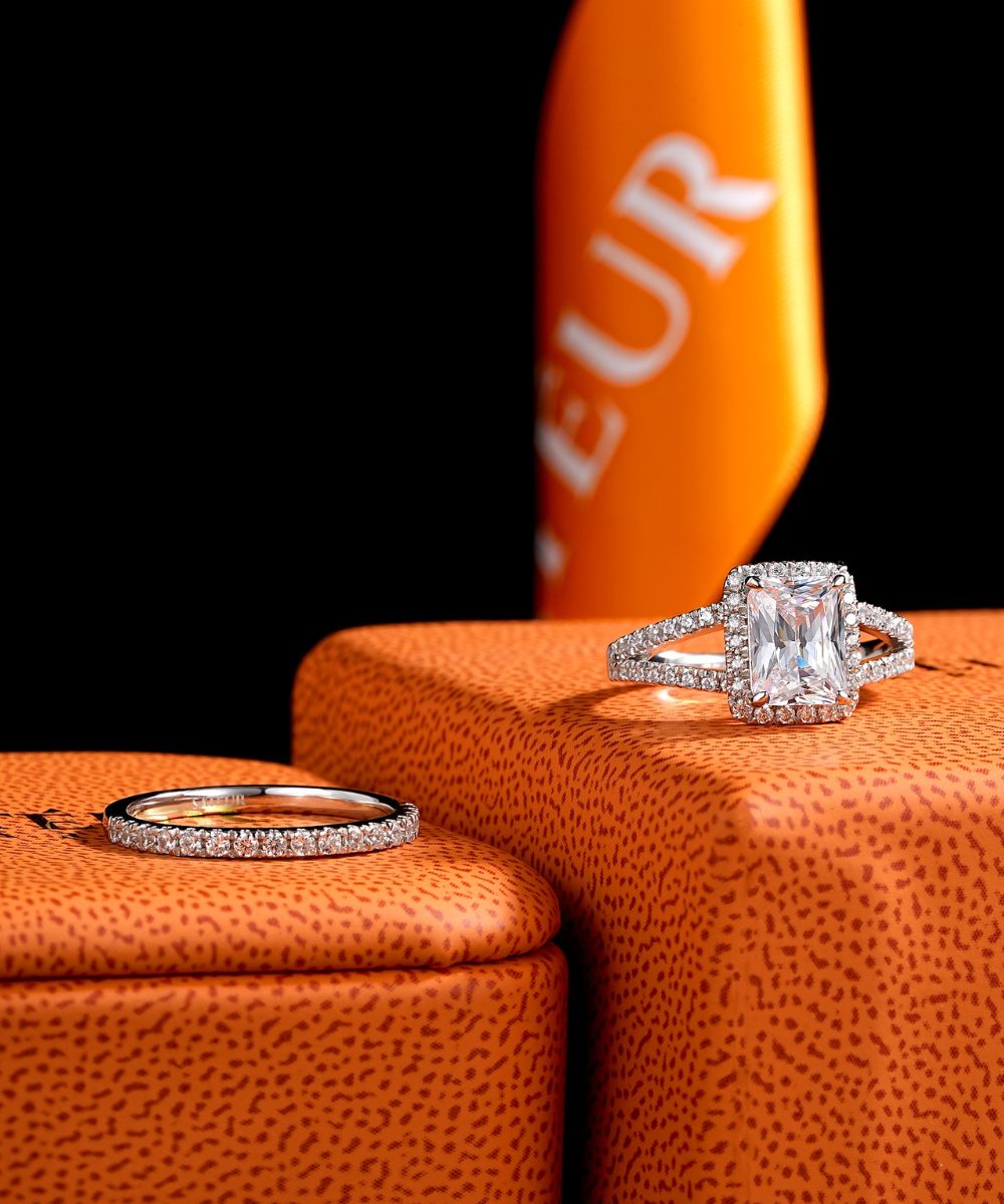 Satéur Radieux Wedding Diamond Ring Set™, 18K White Gold
