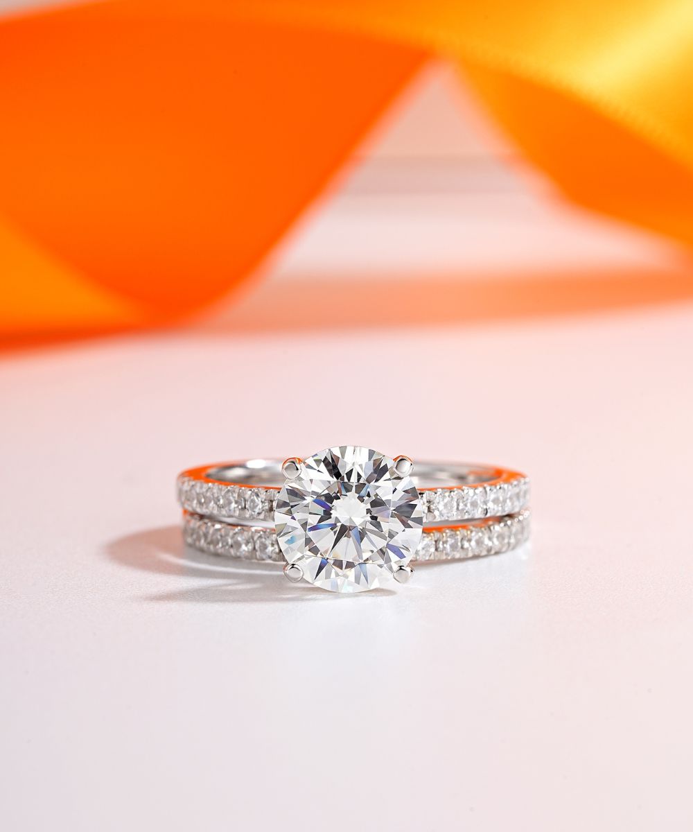Satéur Cercle Wedding Diamond Ring Set™, 18K White Gold