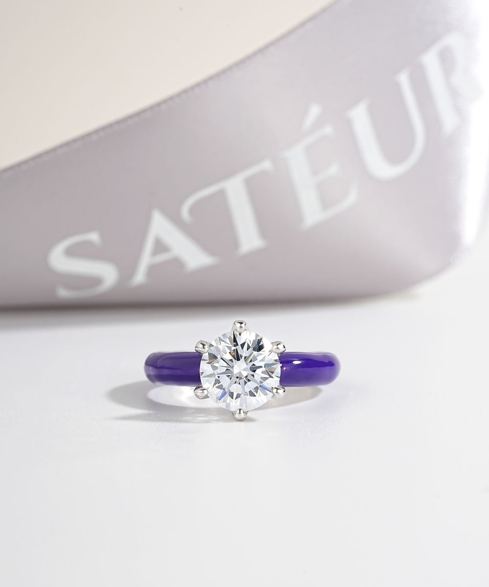 Satéur Colorée Amethyst Diamond Ring™, 18K White Gold