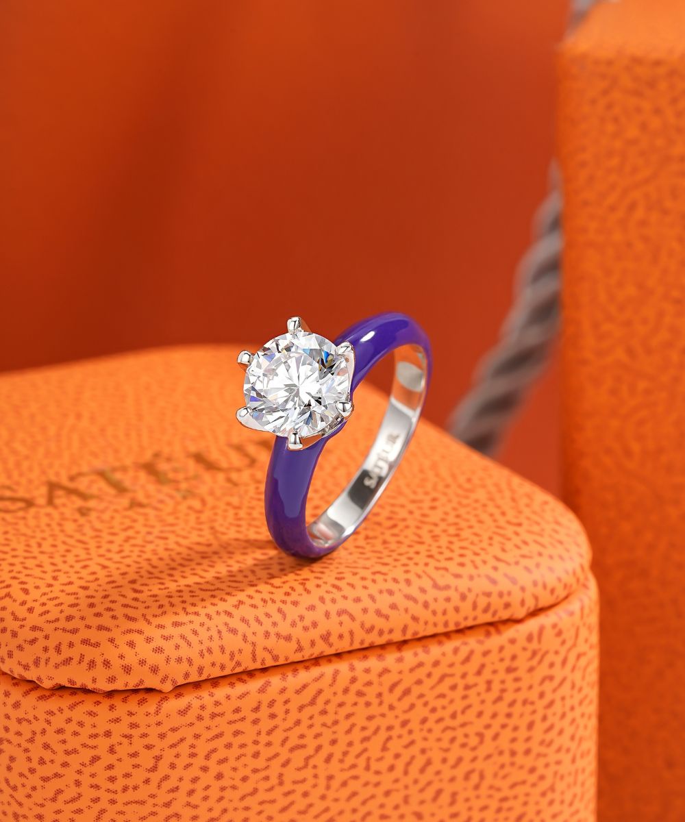 Satéur Colorée Amethyst Diamond Ring™, 18K White Gold